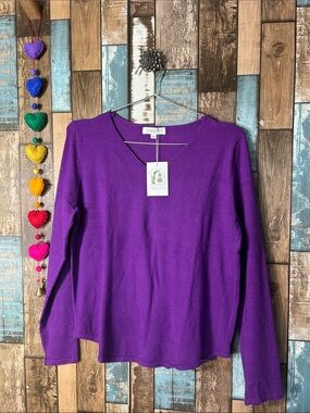 lorenzo Vibrant Purple V-Neck Long Sleeve Top